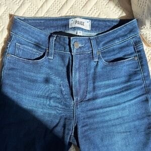 PAIGE The Cindy Raw Hem Straight Leg Jeans - Dark Denim - Size 25
